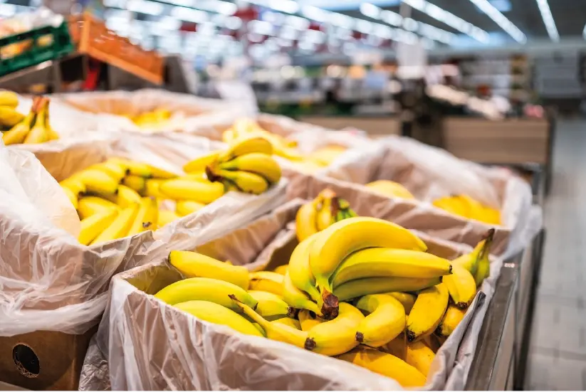 Caja de banano en empresa exportadora de banano en Colombia.