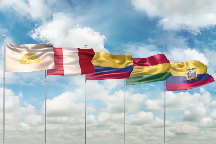 Banderas de países miembros de la CAN