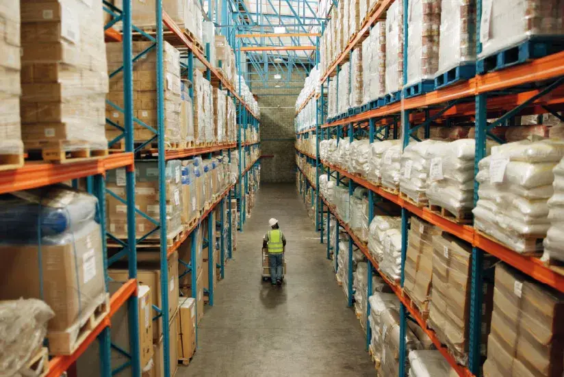 Worker looking for Colombian goods in a factory.