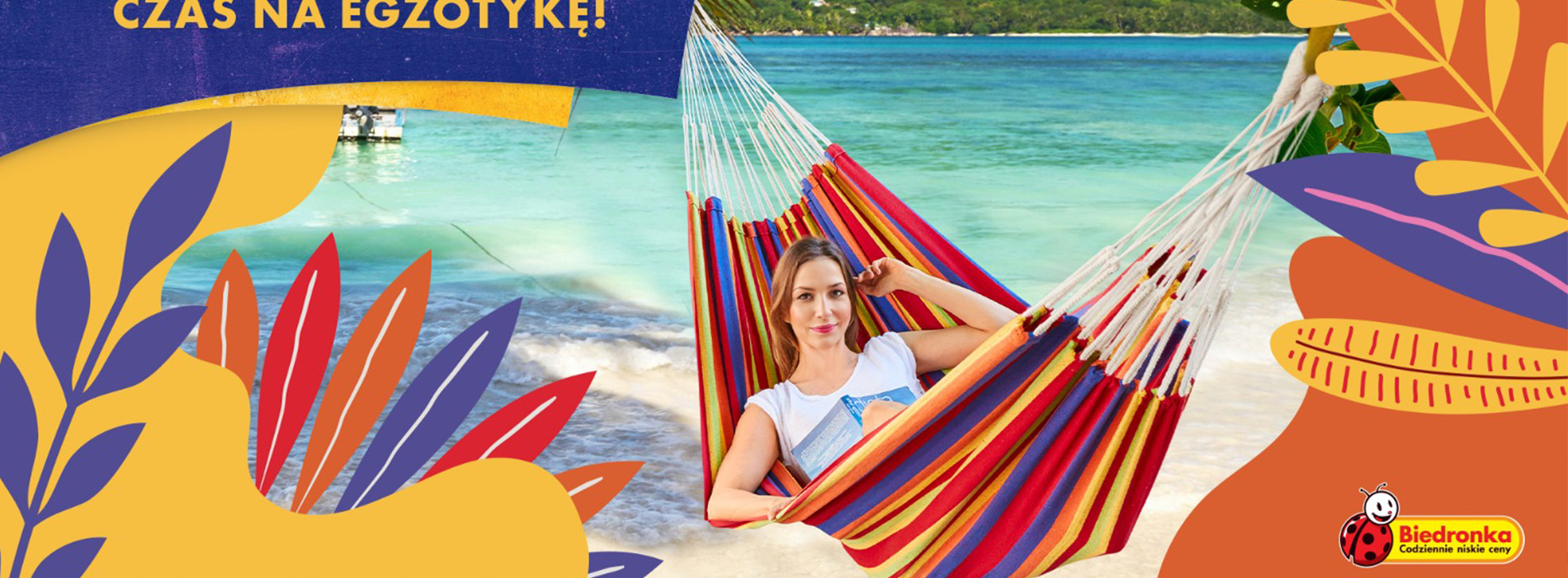 Banner of woman in hammock on the beach