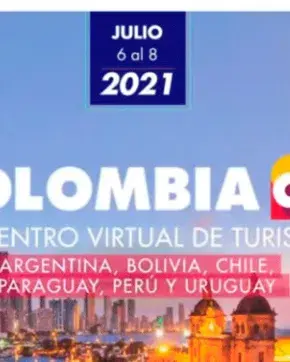 Banner de Colombia CO sobre encuentro virtual de turismo