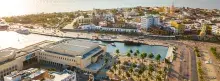 Fotografía panorámica de ciudad Costera 