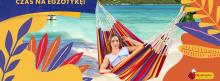 Banner of woman in hammock on the beach