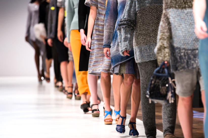 Model catwalk where Colombian fashion trends are defined, in an event in Bogotá with garments designed by Colombian designers.